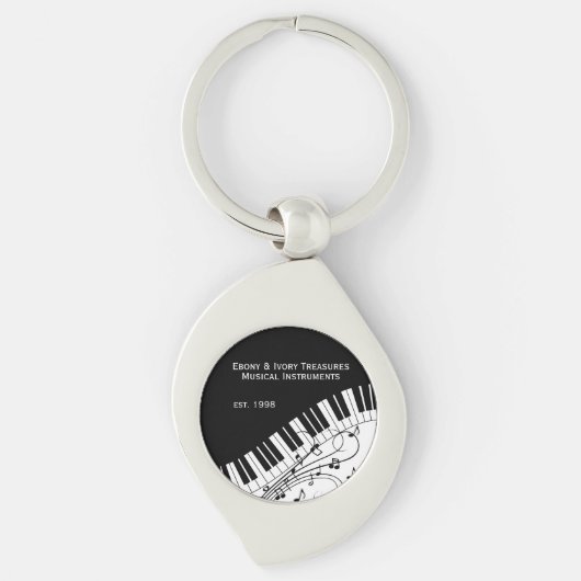 Porte-clés Conception de musique de clavier de piano Deux lig (Devant)