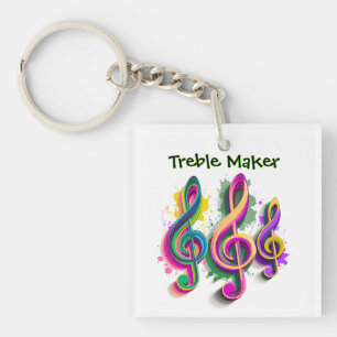 Porte-clés Conception de musique Treble Clé Coloré