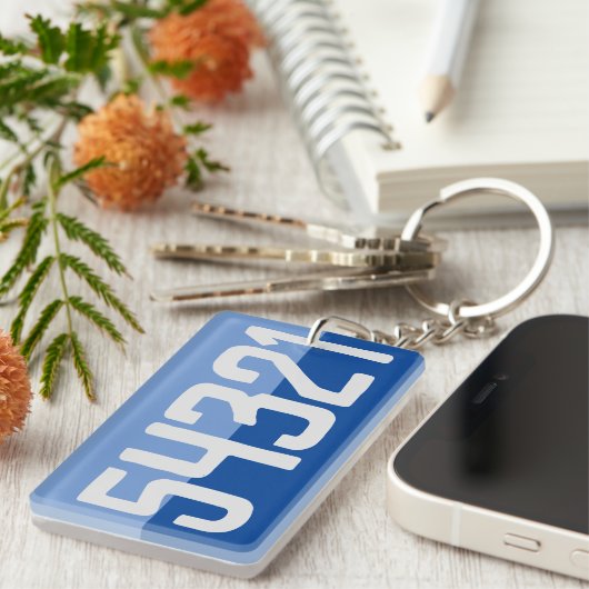 Porte-clés Conception de numéro en gras. (Devant droit)