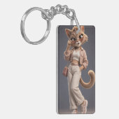 Porte-clés Conception de personnage de chat animé 3D chic et (Devant gauche)