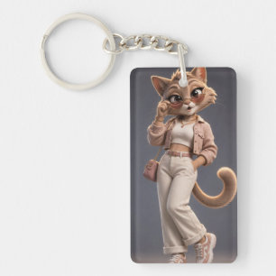 Porte-clés Conception de personnage de chat animé 3D chic et