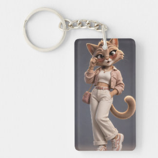 Porte-clés Conception de personnage de chat animé 3D chic et
