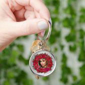 Porte-clés Conception de photo de rose rouge avec texte perso (main)