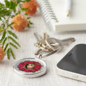 Porte-clés Conception de photo de rose rouge avec texte perso (Côté)