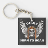 Porte-clés Conception de pilote né pour s'envoler, aviation, (Devant)