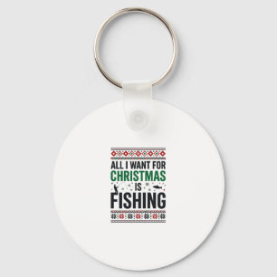 Porte-clés Conception de pull moche de pêche à Noël