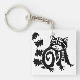 Porte-clés Conception de Raton Laveur Bois Tribal
