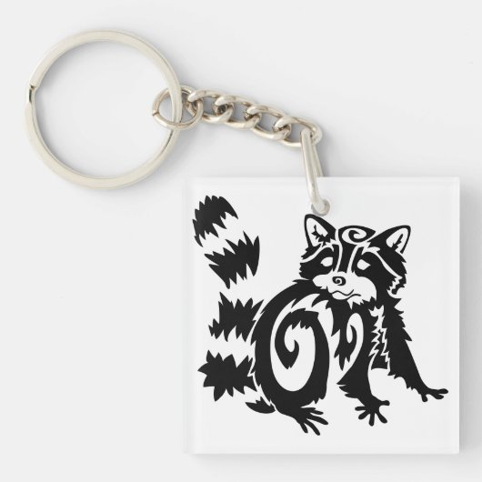 Porte-clés Conception de Raton Laveur Bois Tribal (Devant)
