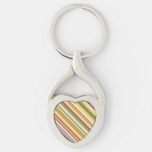 Porte-clés Conception de rayures colorées mignonnes