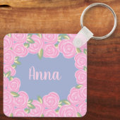 Porte-clés Conception de rose antique romantique (Verso)