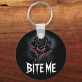 Porte-clés Conception de rose gothique 'Bite Me' audacieuse (Verso)