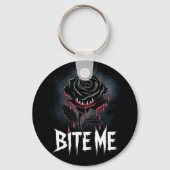 Porte-clés Conception de rose gothique 'Bite Me' audacieuse (Verso)