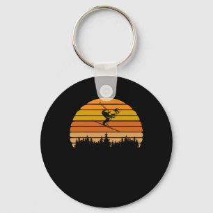 Porte-clés Conception de ski au coucher du soleil vintage pou