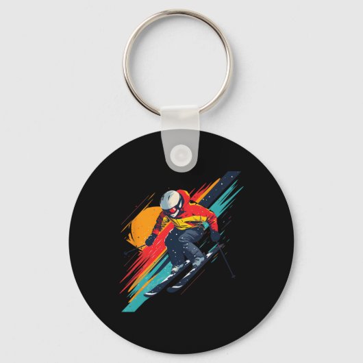 Porte-clés Conception de skieur vintage - Rétro  (Recto)