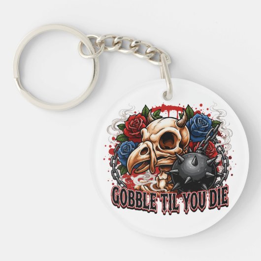 Porte-clés Conception de squelette d'oiseau Gobble Til You Di (Devant)
