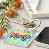 Porte-clés Conception de style graffiti avec texte goutte à g (Devant Droit)