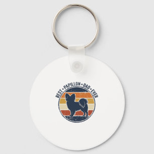 Porte-clés Conception de T-shirt de Papa Chien Papillon Rétro