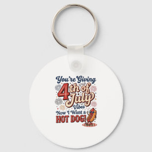 Porte-clés Conception de T-shirt vintage hot dog drôle du 4 j