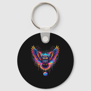 Porte-clés Conception de taches de peinture d'art de hibou de