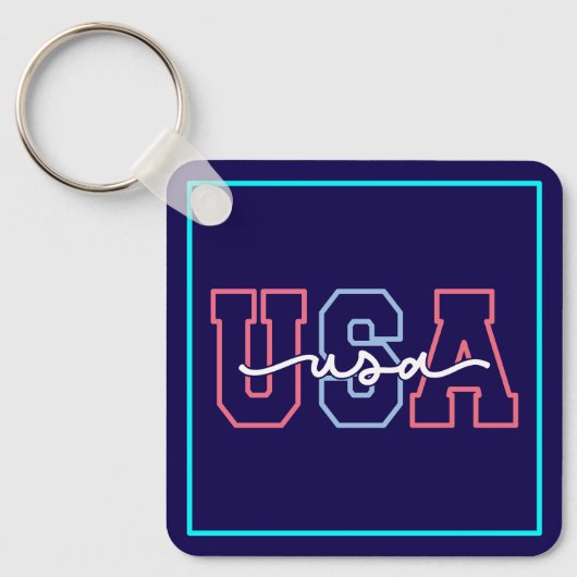 Porte-clés Conception de texte États-Unis 4 juillet-62118 (Recto)
