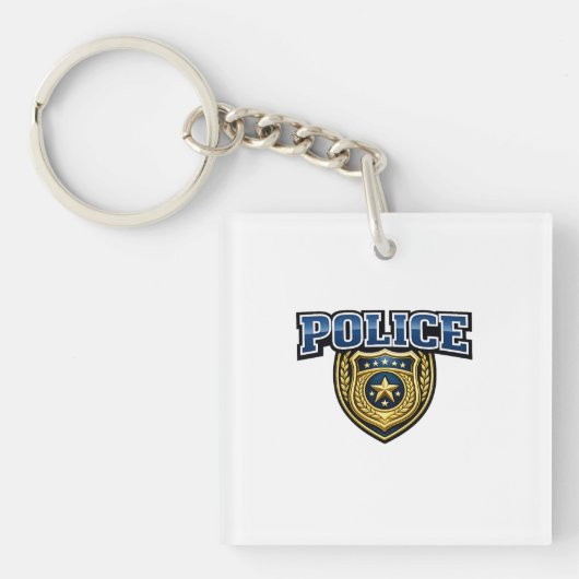 Porte-clés Conception de texte gras pour badge de police (Devant)
