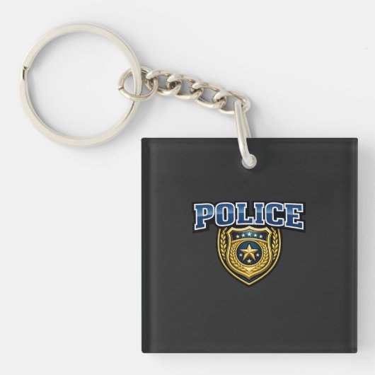 Porte-clés Conception de texte gras pour insigne de police (Devant)