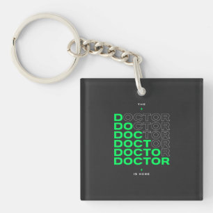 Porte-clés Conception de texte néon « Le médecin est ici »