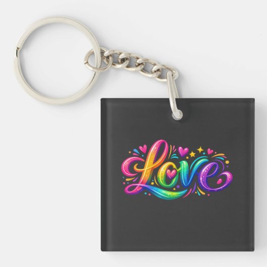 Porte-clés Conception de typographie d'amour de arc-en-ciel c (Devant)