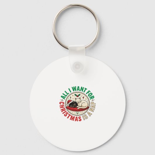 Porte-clés Conception de vacances de sieste de chat de Noël (Recto)