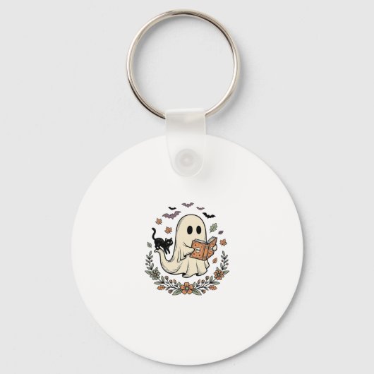 Porte-clés Conception de vecteur floral Halloween Chat fantôm (Recto)