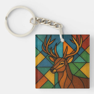 Porte-clés Conception de verre teinté de style Tiffany Cerf V