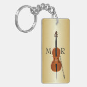 Porte-clés Conception de violoncelle monogrammée (Devant gauche)