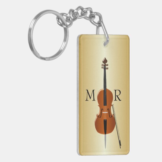 Porte-clés Conception de violoncelle monogrammée (Devant gauche)