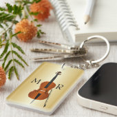Porte-clés Conception de violoncelle monogrammée (Devant droit)