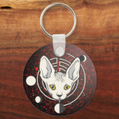Porte-clés Conception de visage de chat spatial cool (Recto)
