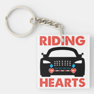Porte-clés Conception de voiture audacieuse Riding Hearts