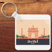 Porte-clés Conception de voyage pastel Delhi Inde (Recto)