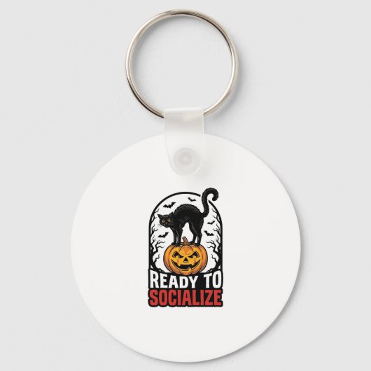 Porte-clés Conception d'humour de fête de chat Halloween soci (Recto)