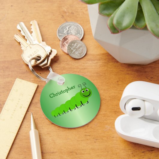 Porte-clés Conception d'insecte de chenille verte (Bureau)