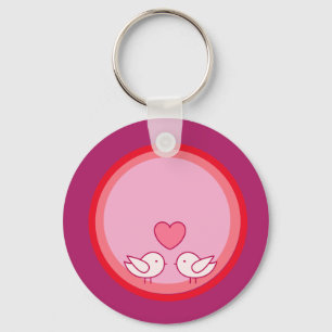 Porte-clés Conception d'oiseau mignon et de cœur d'amour
