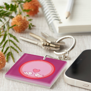 Porte-clés Conception d'oiseau mignon et de cœur d'amour