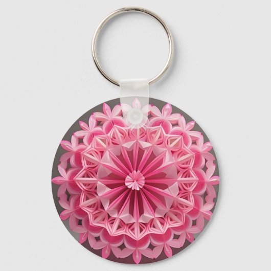 Porte-clés Conception d'origami floral rose complexe (Recto)