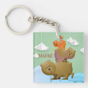 Porte-clés Conception douce d'une famille d'ours