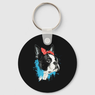 Porte-clés Conception drôle de boston terrier pour les amoure