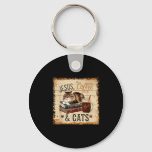 Porte-clés Conception drôle et mignonne de Jésus Café Chats A