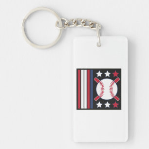 Porte-clés Conception du baseball patriotique