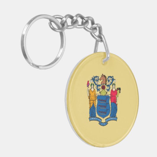 Porte-clés Conception du drapeau de l'État du New Jersey (Devant gauche)