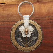 Porte-clés Conception élégante d'orchidée dorée (Recto)