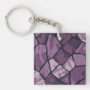 Porte-clés Conception élégante en verre de couleur violet géo