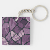 Porte-clés Conception élégante en verre de couleur violet géo (Dos)